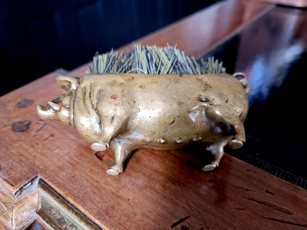 Essuie Plume figurant un Cochon  en Bronze - XIXe Siècle-photo-4