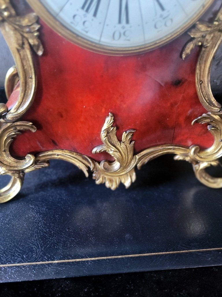 Large Wooden Panel Inlaid With Red Tortoiseshell And Gilded Chiseled Bronze. 19th Century-photo-1