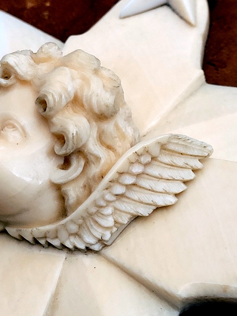 Cherub On A Carved Baptismal Cross - 19th Century -photo-4