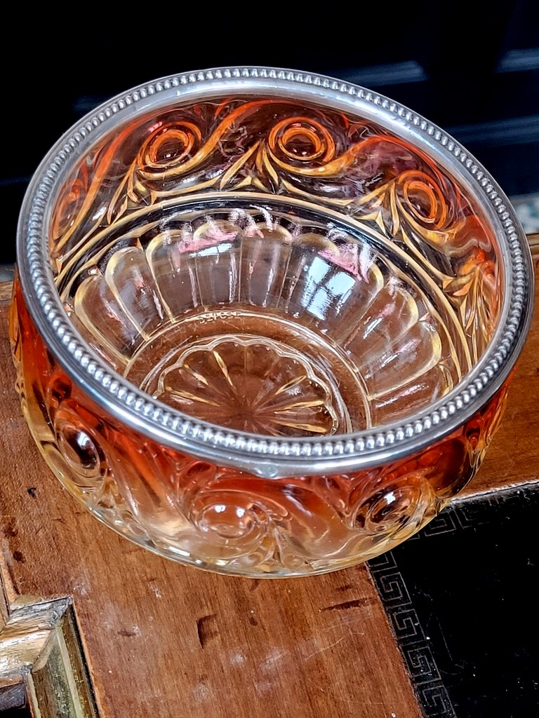 Baccarat Crystal Bowl, “rose Tiente” Collection, Solid Silver Rim—late 19th Century -photo-2
