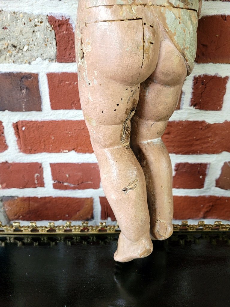 Grande Sculpture " Enfant Jésus " en Bois peint Polychrome - 51 cm -  XVIIIe Siècle-photo-7