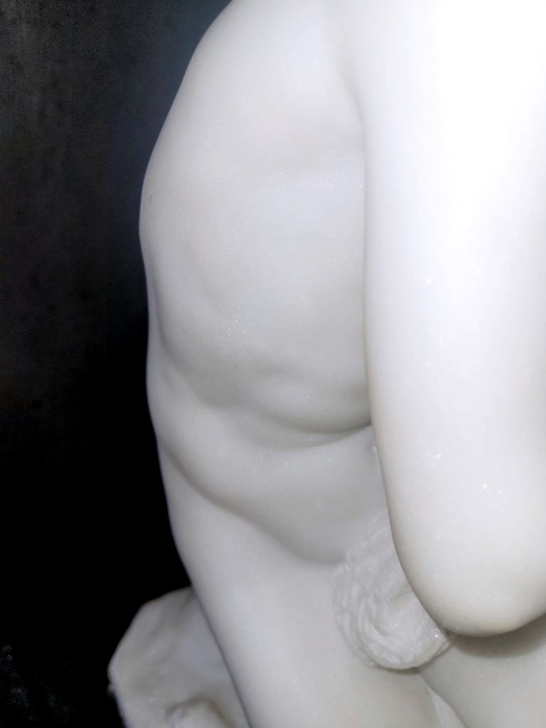 Sculpture d'après Carpeaux en Marbre "Le Petit Pêcheur Napolitain" signée PUGI -Ht46 cm - XIXe -photo-7