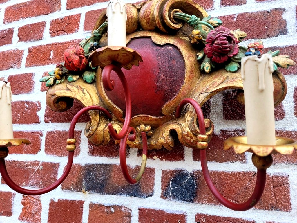 Applique en bois sculpt&eacute; Polychrome -photo-2