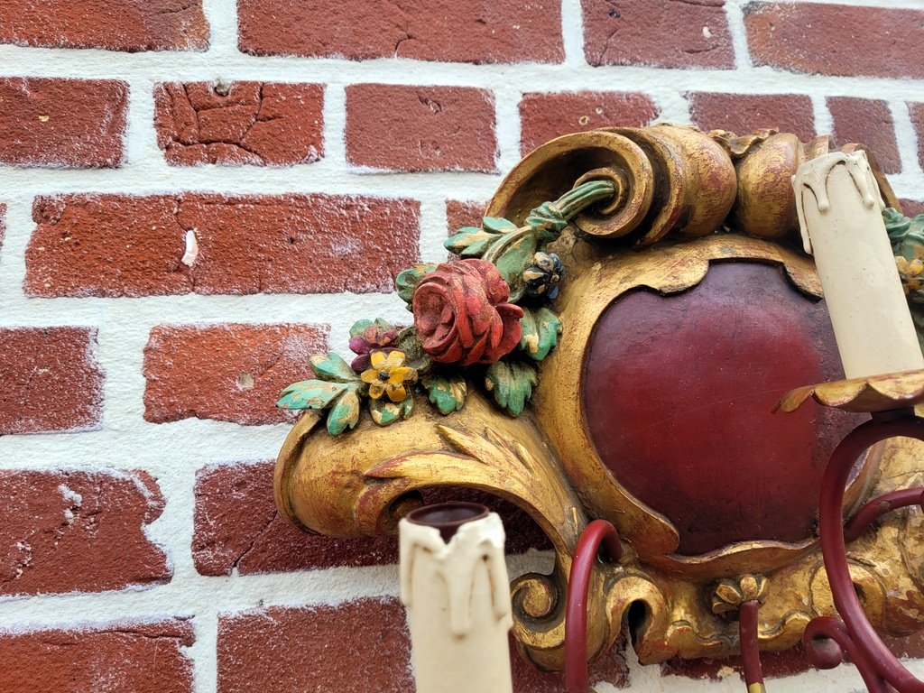 Applique en bois sculpt&eacute; Polychrome -photo-3