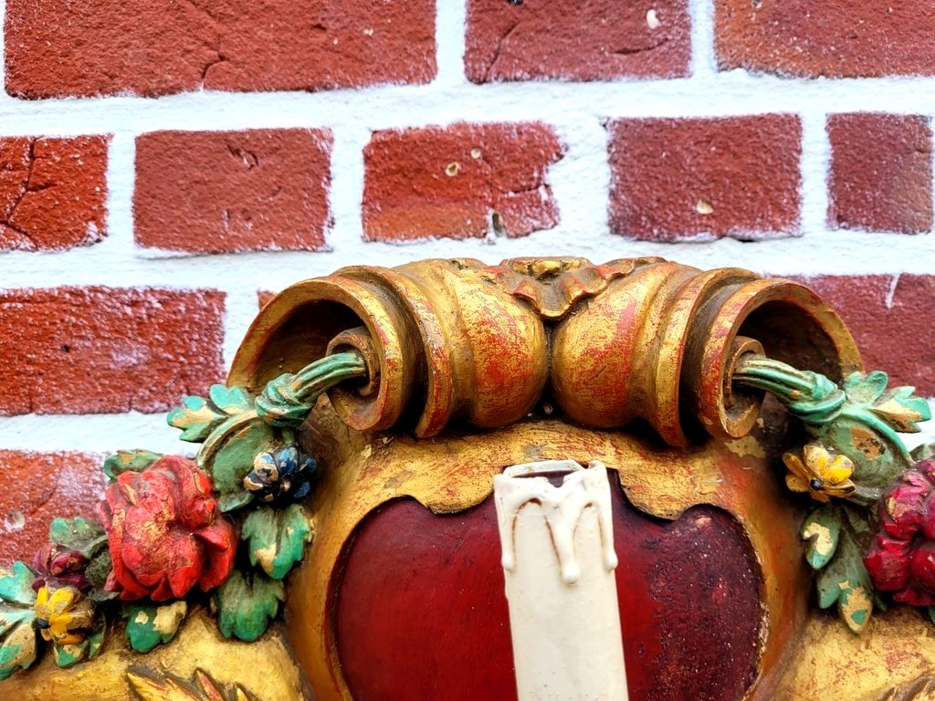 Applique en bois sculpt&eacute; Polychrome -photo-4