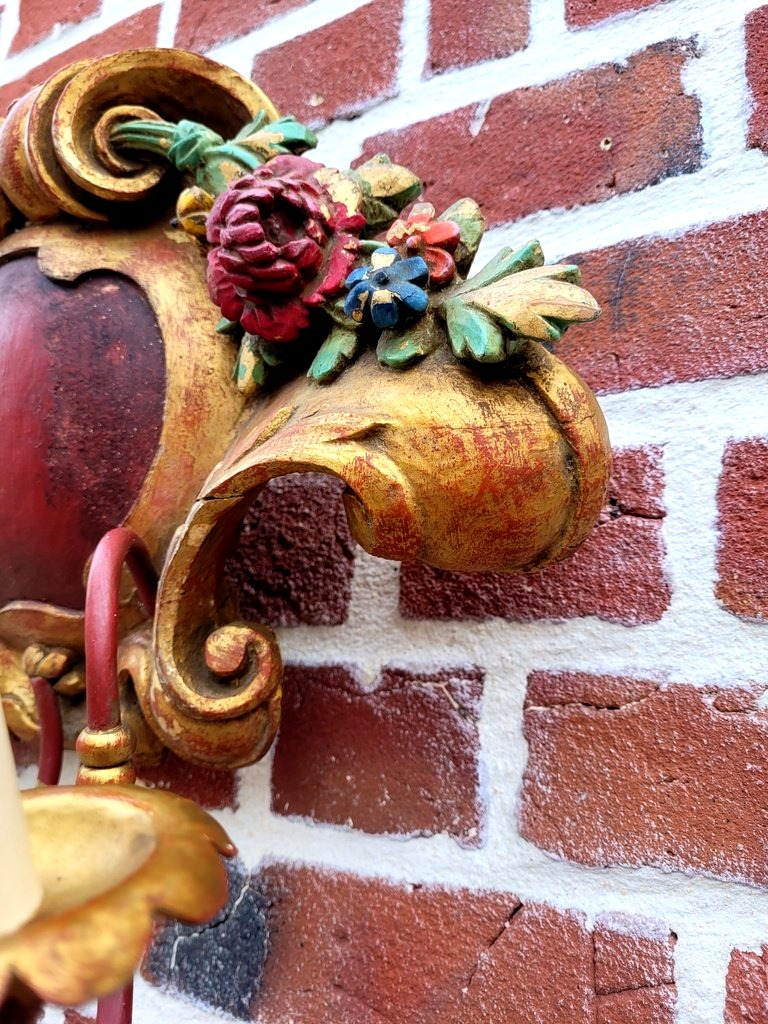 Applique en bois sculpt&eacute; Polychrome -photo-1