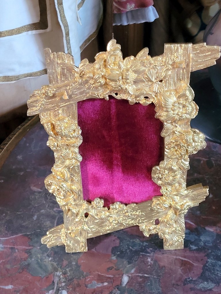  Cadre d'Epoque " Art Nouveau " en Bronze dor&eacute; &agrave; d&eacute;cors floraux