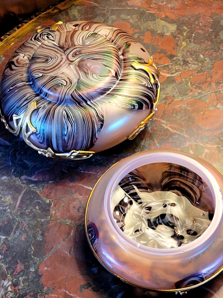 Vintage "art Nouveau" Candy Dish Made Of Iridescent Glass By Loetz Glassworks  -photo-6