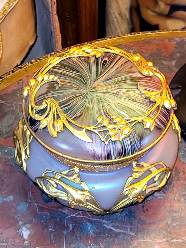 Vintage "art Nouveau" Candy Dish Made Of Iridescent Glass By Loetz Glassworks  