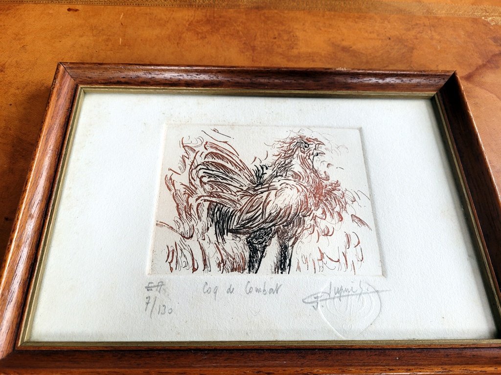 " Coq de Combat "  Estampe Originale de Jean DUPUIS 