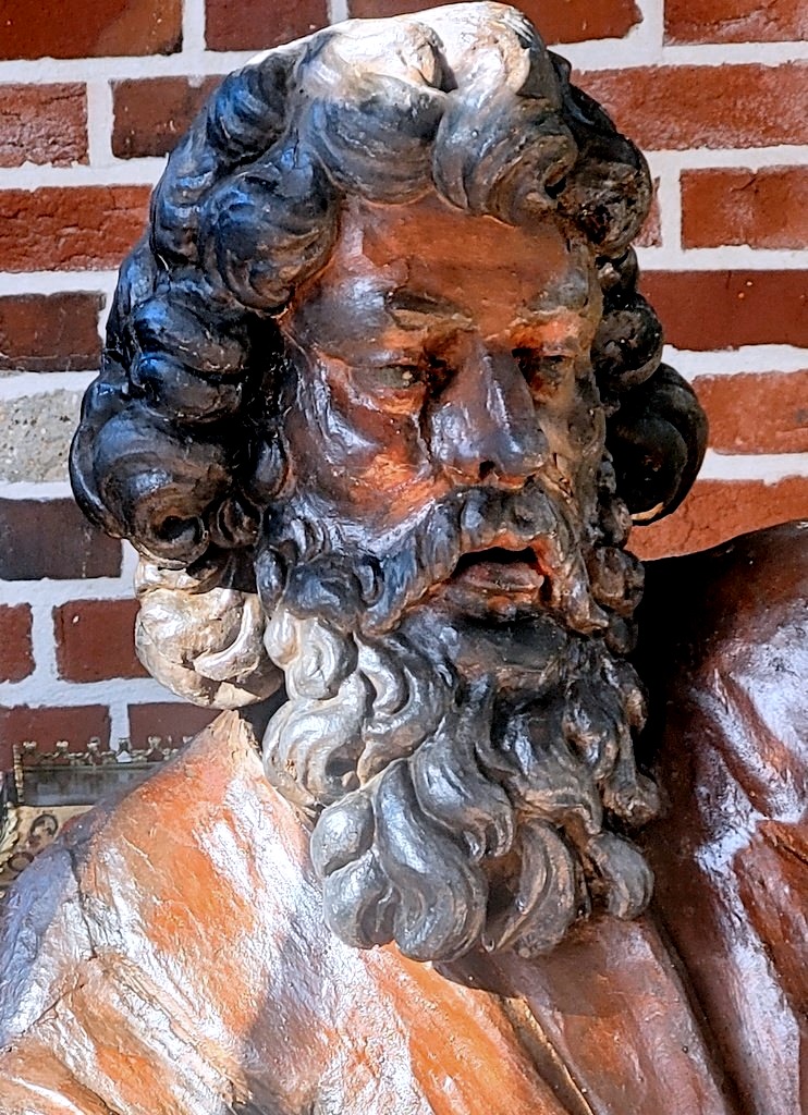 " Dieu le Père "  Grande Sculpture en bois polychrome datant du  17e Siècle-photo-1