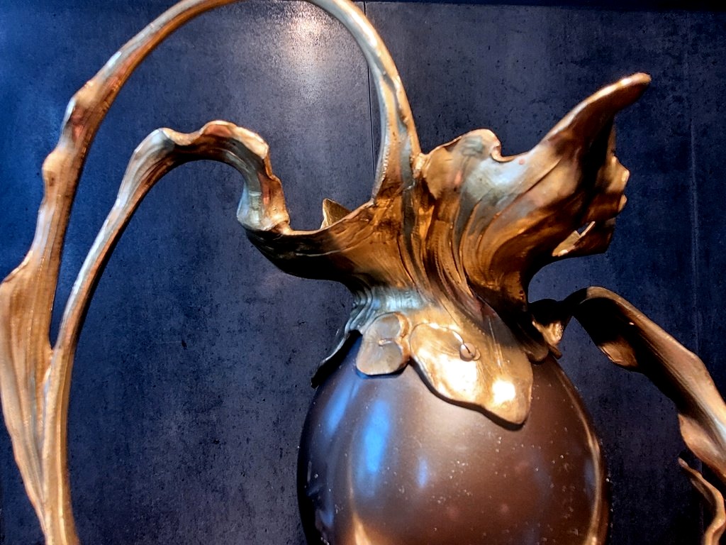 Art nouveau " Vase Coloquinte "  Décors en Bronze  - XIXe Siècle - Ht 34.5cm -photo-3
