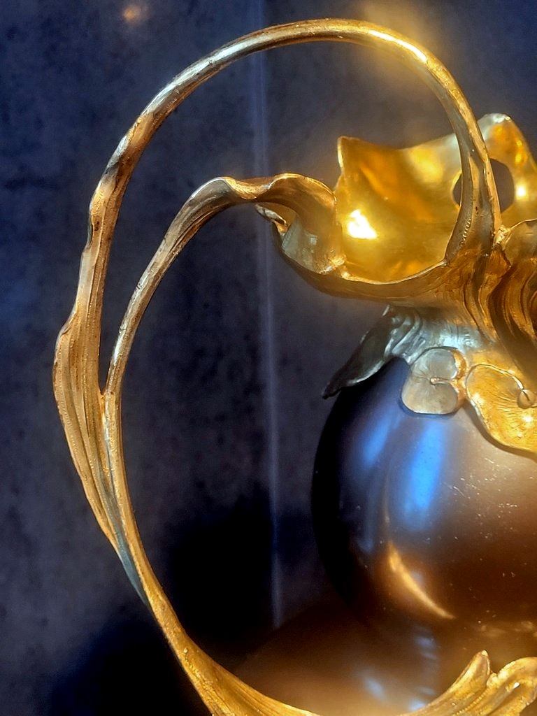 Art nouveau " Vase Coloquinte "  Décors en Bronze  - XIXe Siècle - Ht 34.5cm -photo-4