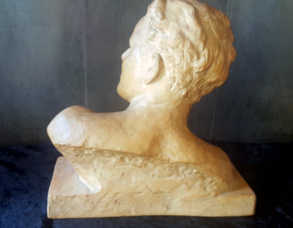 &quot; Buste d&#039; Homme en Terre Cuite &quot; Sculpture sign&eacute;e Cipriani . Epoque Art D&eacute;co-photo-1
