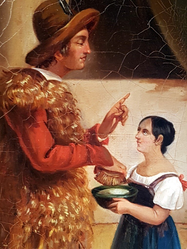 &quot; L&#039; Aum&ocirc;ne &quot; Huile sur toile XIXe Si&egrave;cle-photo-3