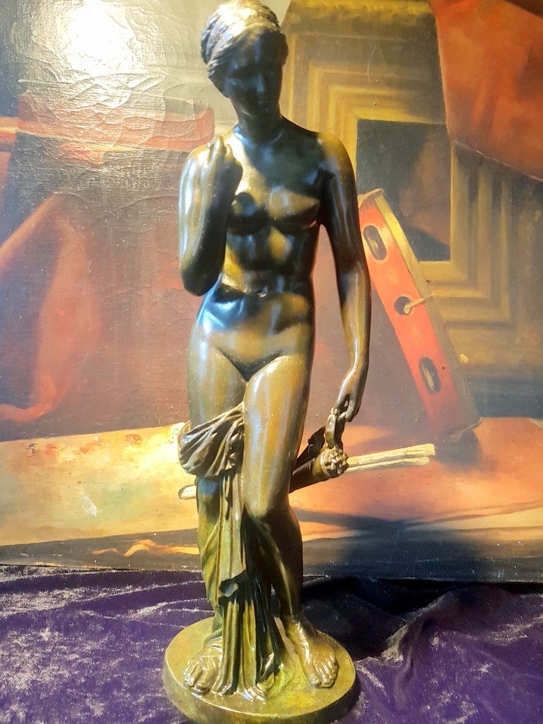 &quot; Jeune femme nue &quot; repr&eacute;sentant Diane de Gabi - Bronze XIXe - Sign&eacute; F. BARBEDIENNE .-photo-4