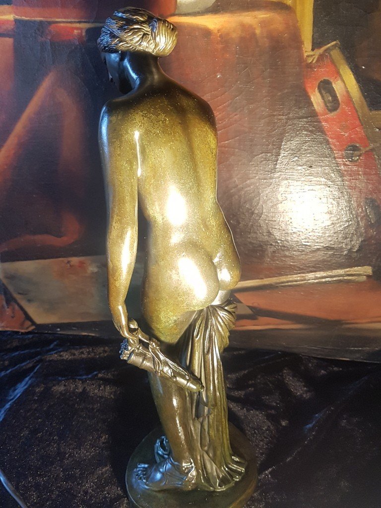&quot; Jeune femme nue &quot; repr&eacute;sentant Diane de Gabi - Bronze XIXe - Sign&eacute; F. BARBEDIENNE .-photo-2