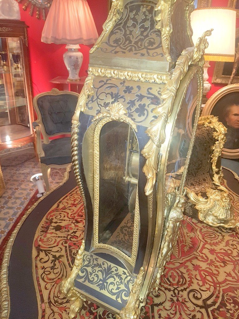  &quot; Grand Cartel &quot; et sa Console . Epoque Louis XIV sign&eacute; J. GOU &agrave; Paris - Marqueterie Boulle -Ecaille brune .XVIIe Si&egrave;cle-photo-3