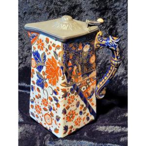 Imari Porcelain Water Pitcher - Antique 1890 Ridgways Old Derby England