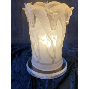 Lamp "horses" French Work - Maison Lalique Style - 1970s