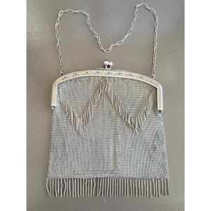 Large Mesh Prom Bag - Sterling Silver - Early 20th Century