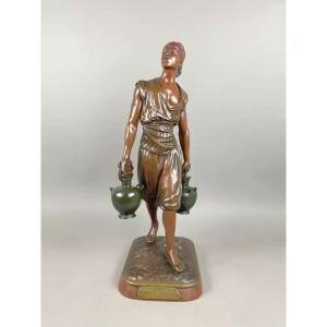  Debut (1865-1933) "the Tunisian Water Carrier" Large Orientalist Bronze Sculpture 