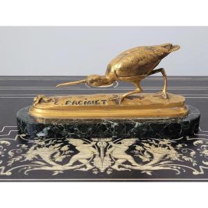 E. Frémiet "the Curlew And The Frog" Bronze Ferdinand Barbedienne 19th Century