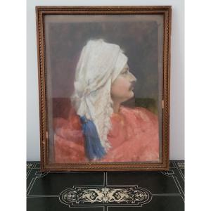 Orientalist Pastel Portrait 19th Century