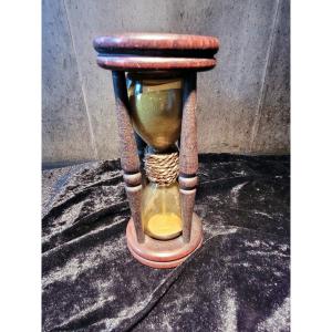 Hourglass In Glass And Turned Wood From The 19th Century 