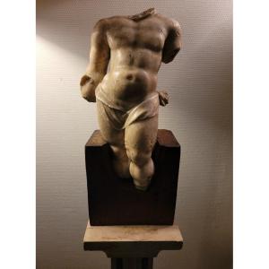 "headless Virile Male Torso" Marble Sculpture  