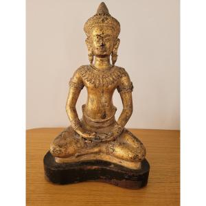 Bouddha assis en Bronze - Cambodge - XIXe Si&egrave;cle 