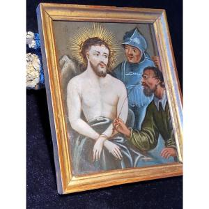  Peinture sur Cuivre représentant un " Ecce Homo " de la Fin du XVIIe Siècle 