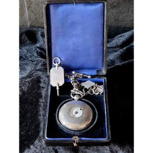 Antique Pocket Watch With A Solid Silver Rooster Châtelaine, Early 19th Century
