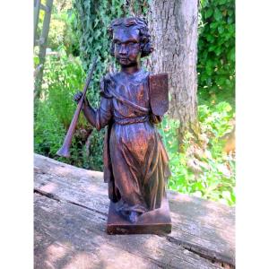 " Ange annonciateur " Grande Sculpture en bois du XVIIe Siècle 