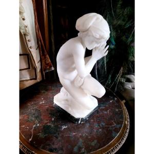 Sculpture After Carpeaux, In Carrara Marble, "the Little Neapolitan Fisherman," Signed Pugi—19th Century