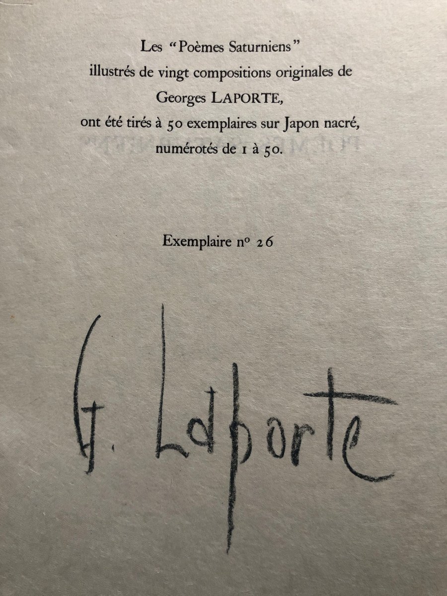 Paul Verlaine- Poèmes Saturniens-illustré de  20 pastels originaux de Georges Laporte-photo-1