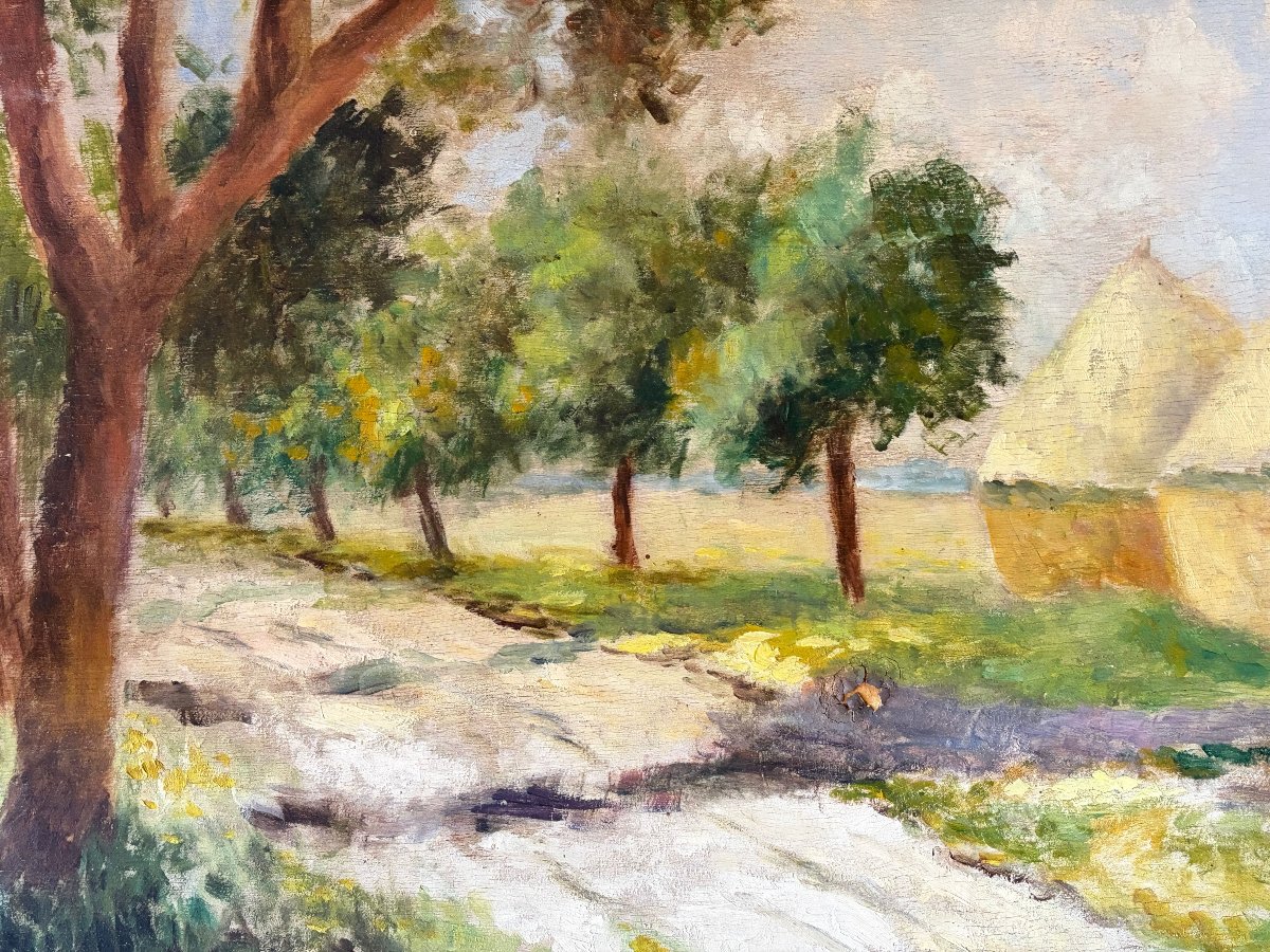 Ambrosini, Landscape With Haystacks.-photo-2