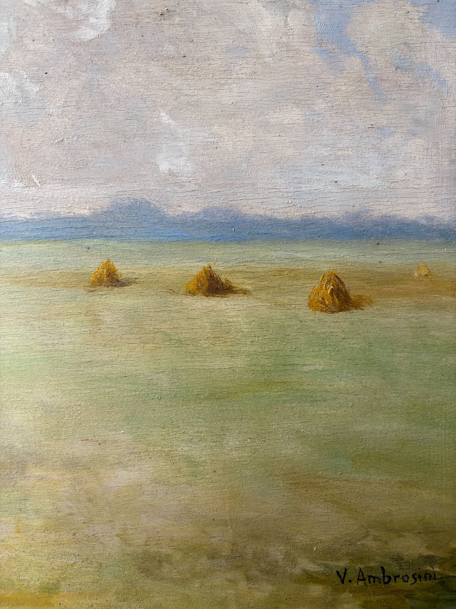 Ambrosini, Landscape With Haystacks.-photo-3