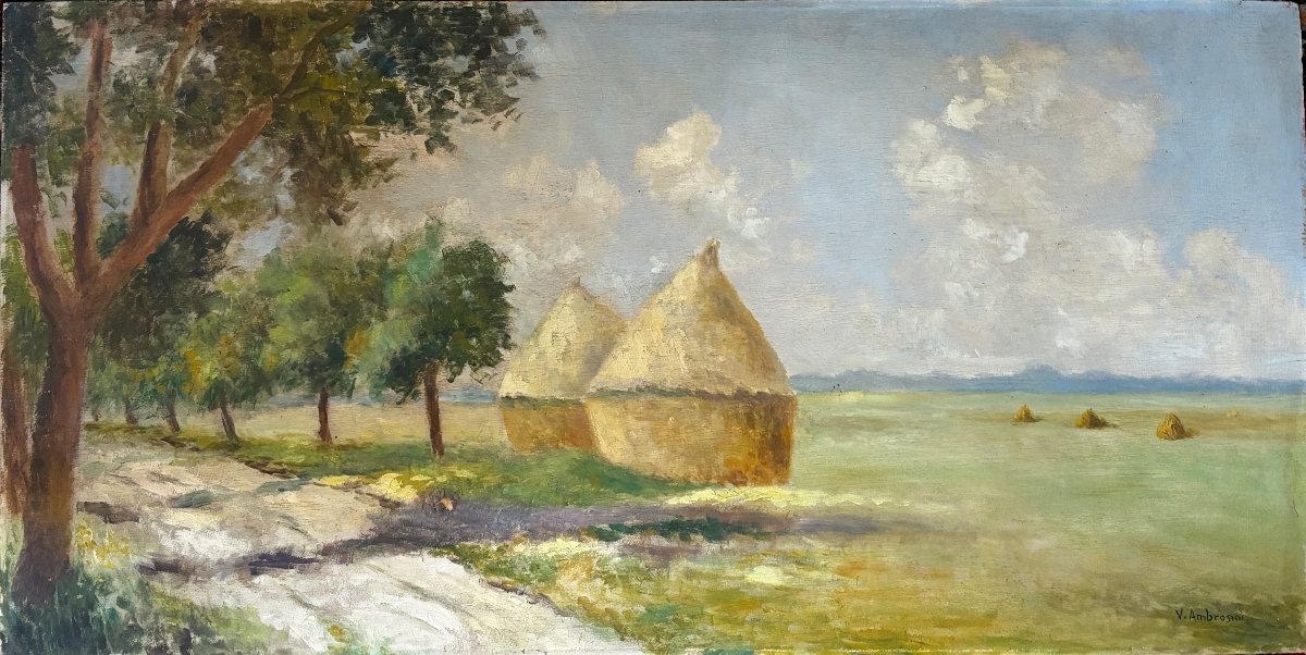 Ambrosini, Landscape With Haystacks.