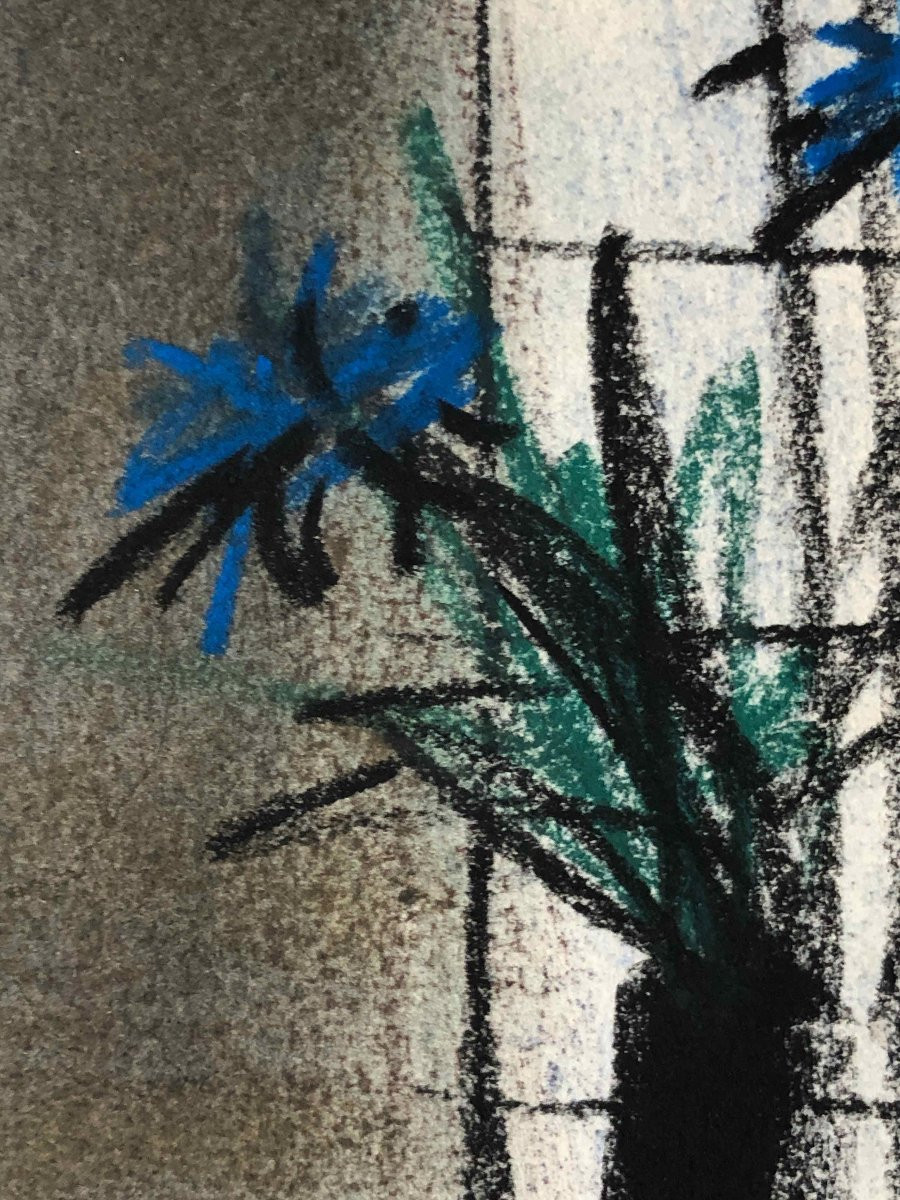 Flowers, Pastel By Georges Laporte.-photo-3