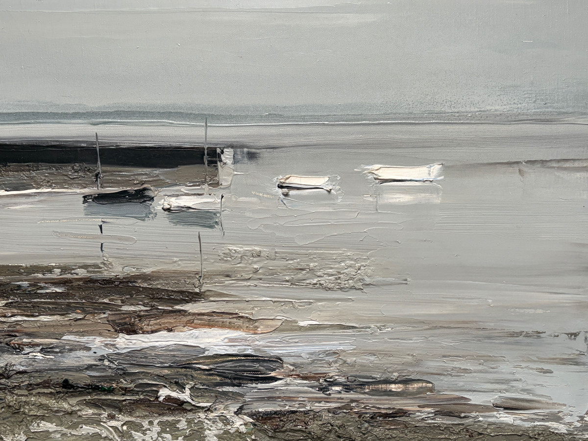 Boats In Front Of The Breakwater By Georges Laporte (1926-2000) -photo-2