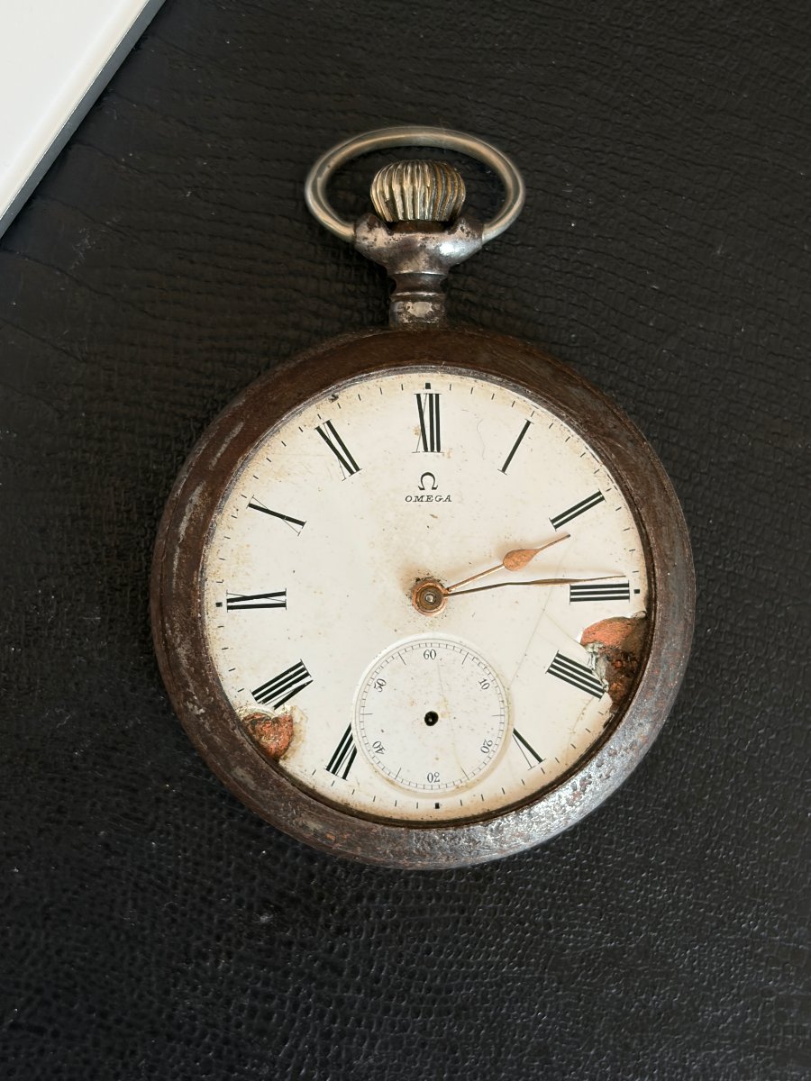Functioning 1900 Omega Pocket Watch, Caliber 19''' + France Lizard Case-photo-2