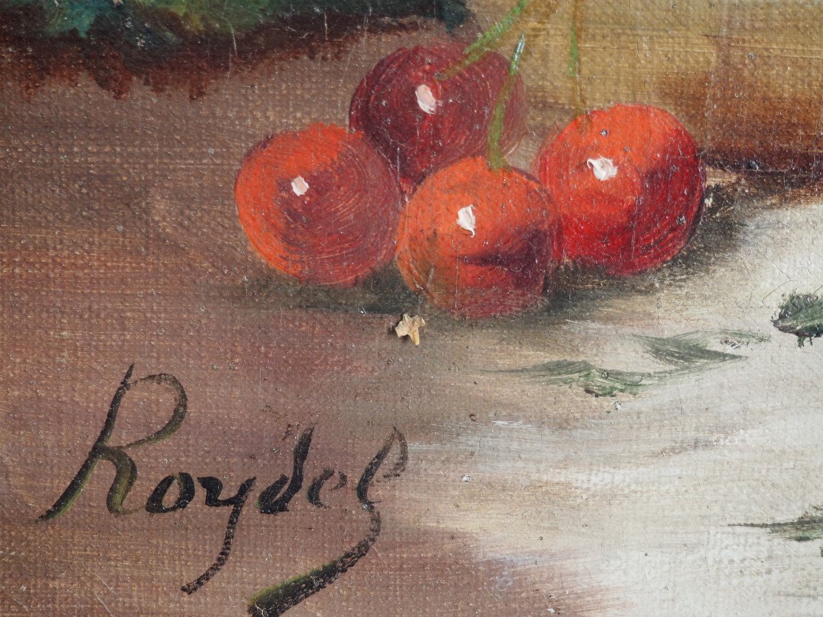 Roybet Ferdinand (1840-1920), Nature morte aux cerises et amandes-photo-3