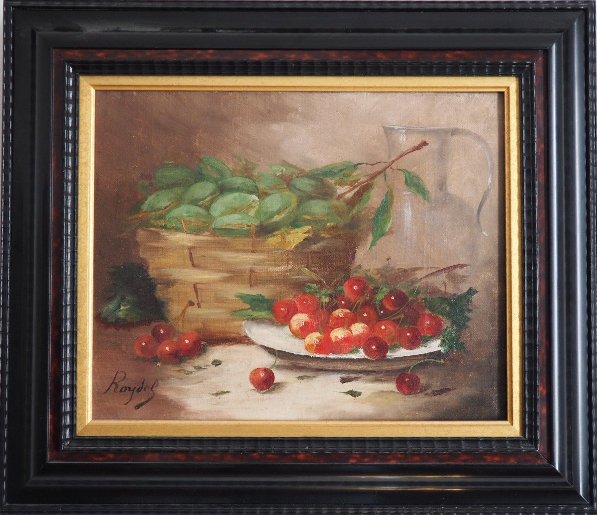 Roybet Ferdinand (1840-1920), Nature morte aux cerises et amandes-photo-1