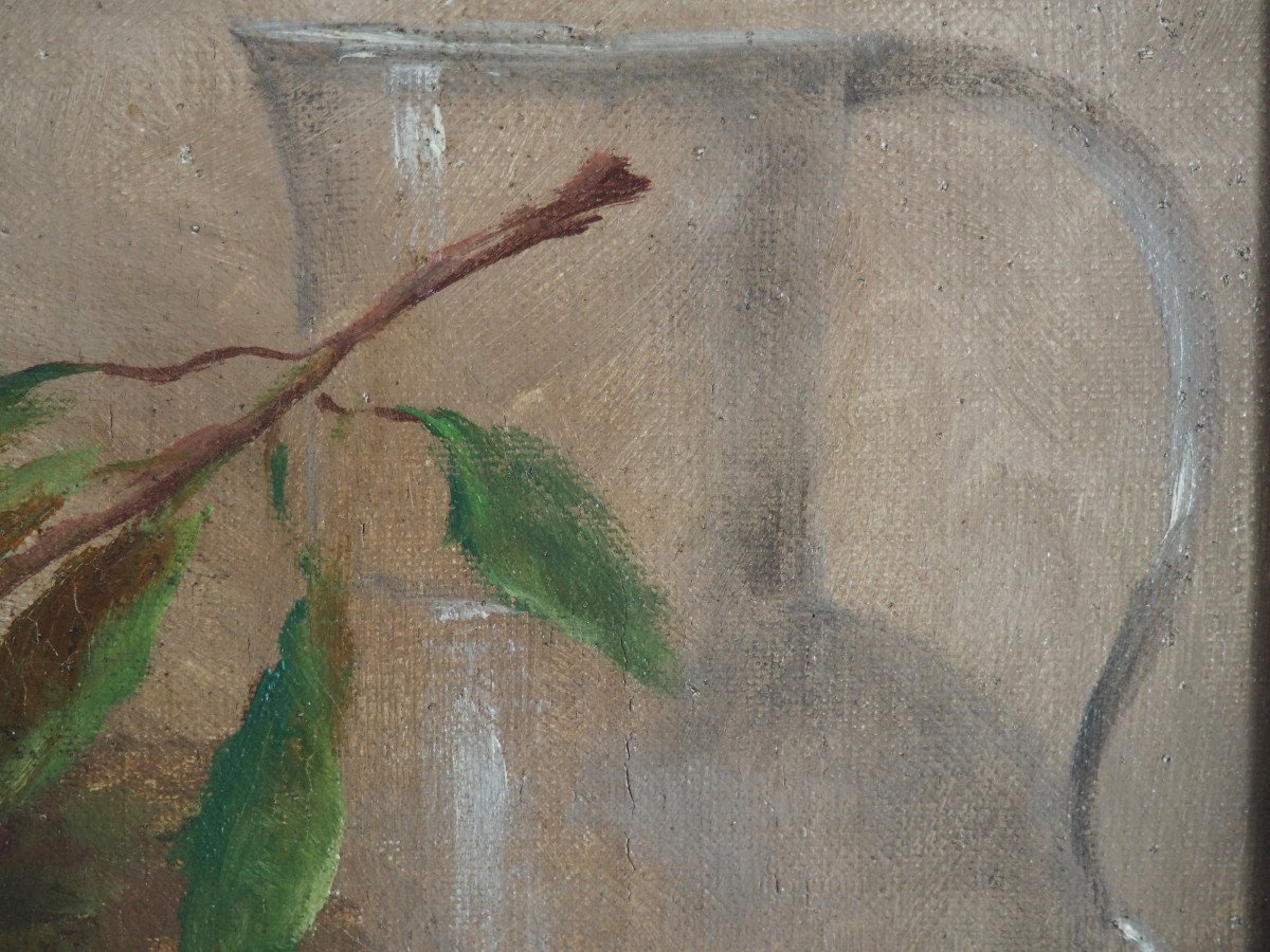 Nature morte aux cerises et amandes attribué à Roybet.-photo-3