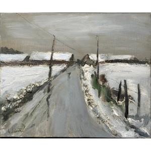 Snowy Road By Georges Laporte (1926-2000)