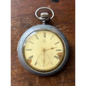 montre Gousset Omega 1900 calibre 19''' fonctionnel  + étui Lézard France