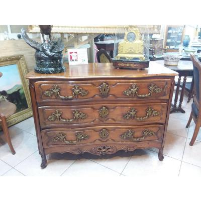 Louis XV Curved Commode In Front Rn Walnut Massif XVIIIth