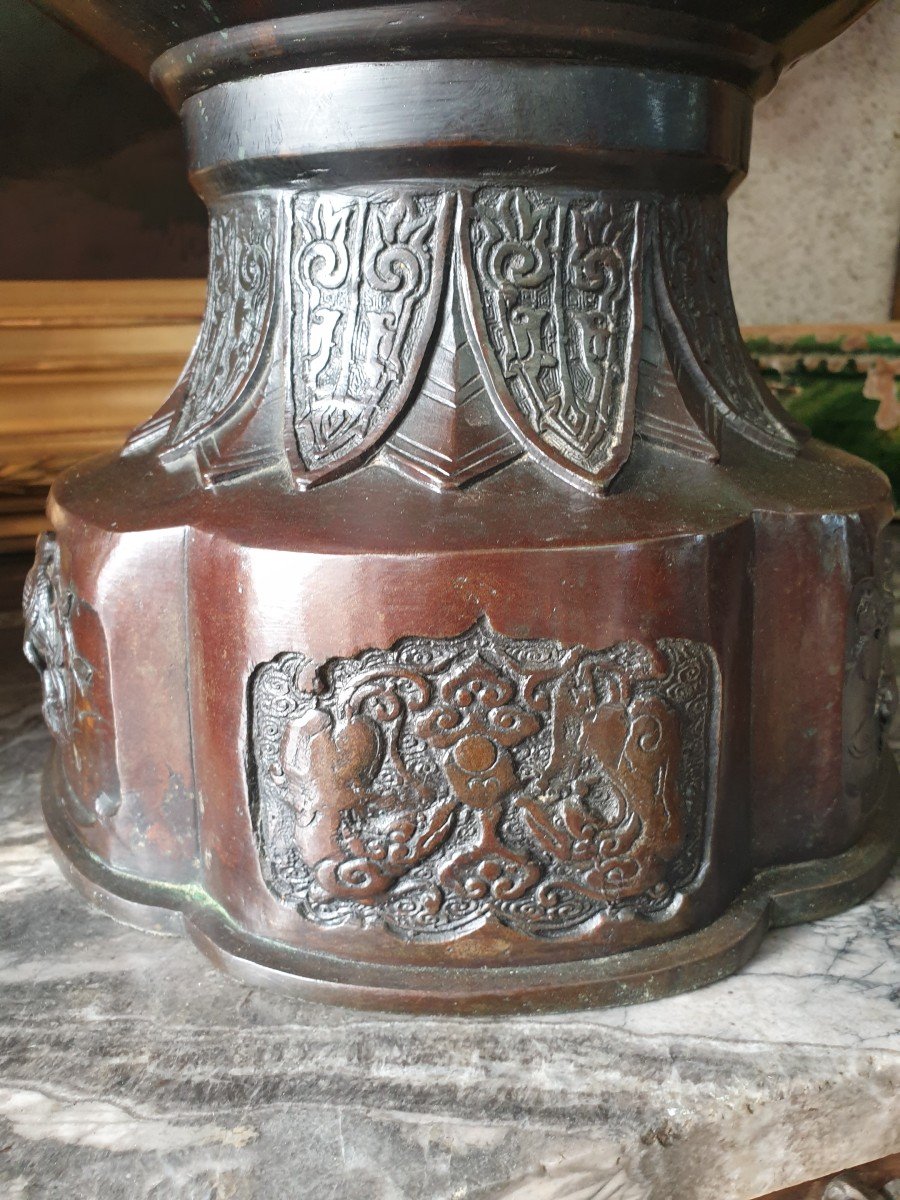 Importante Paire De Vases En Bronze , Japon ère Meiji-photo-5