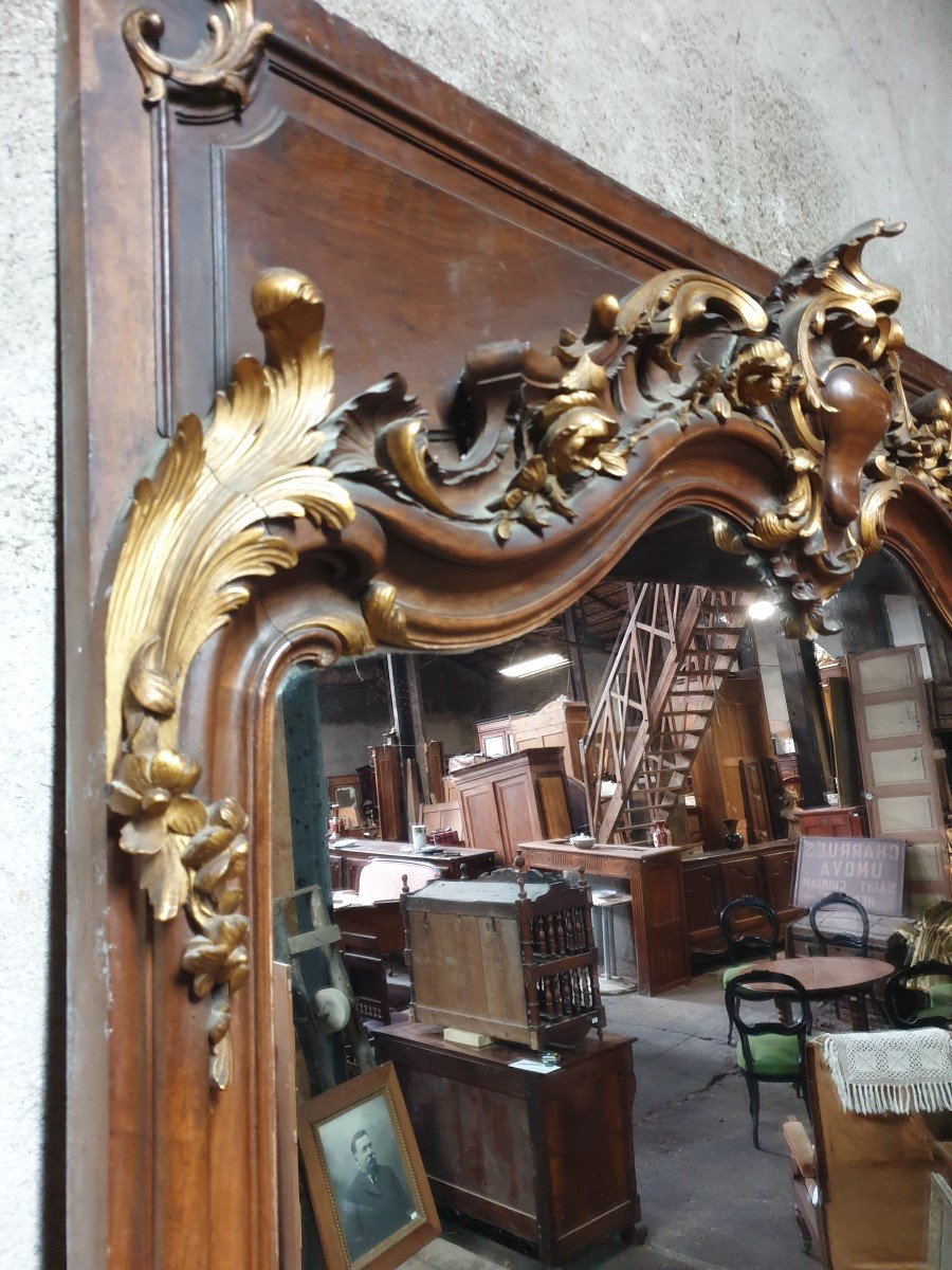 Important Rockery Mirror In Waxed And Gilded Wood-photo-4